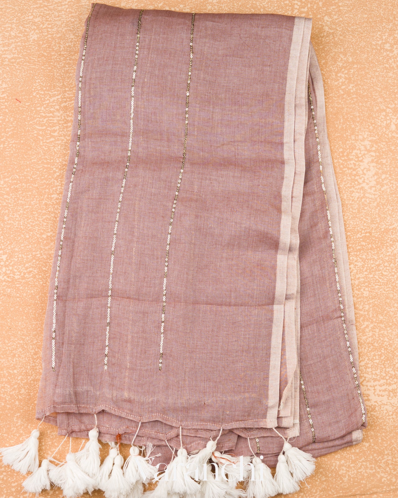 Muted Mauve Mul Mul Cotton Saree