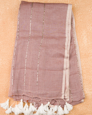 Muted Mauve Mul Mul Cotton Saree