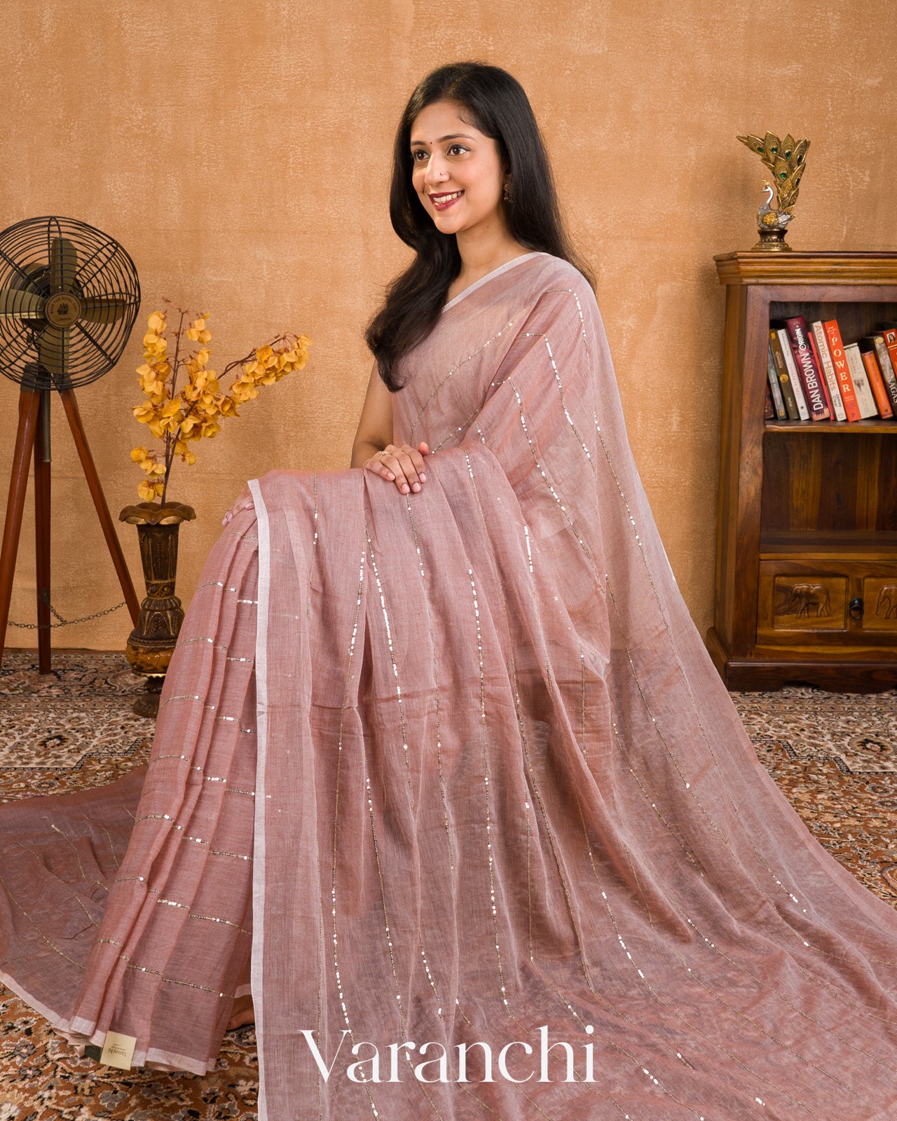 Muted Mauve Mul Mul Cotton Saree