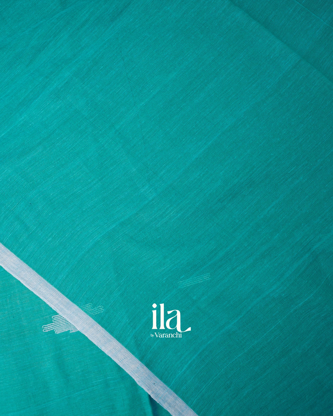 Deep Turquoise Blue Jamdani Pure Mul Mul Cotton Handloom Saree 