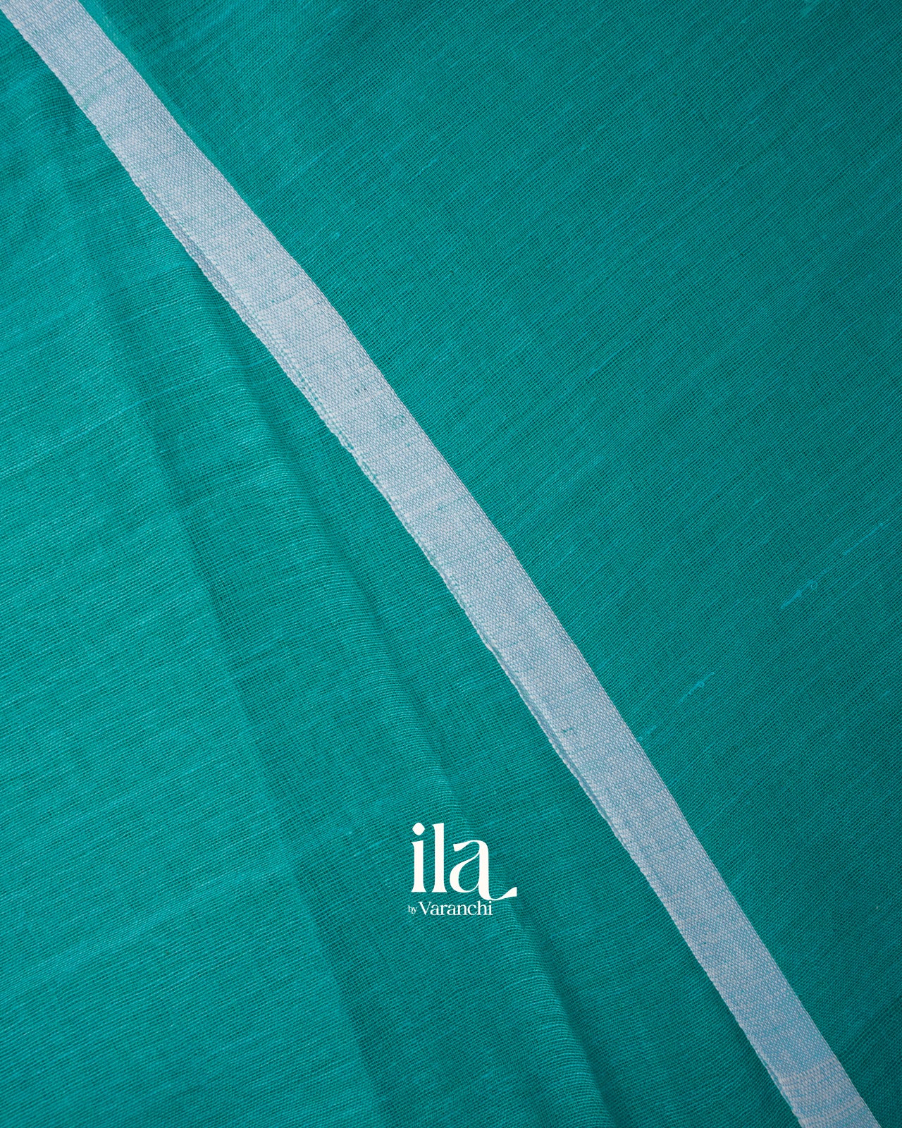 Deep Turquoise Blue Jamdani Pure Mul Mul Cotton Handloom Saree 