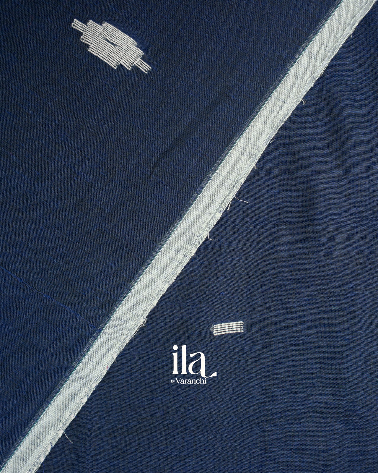 Navy Blue Jamdani Pure Mul Mul Cotton Saree