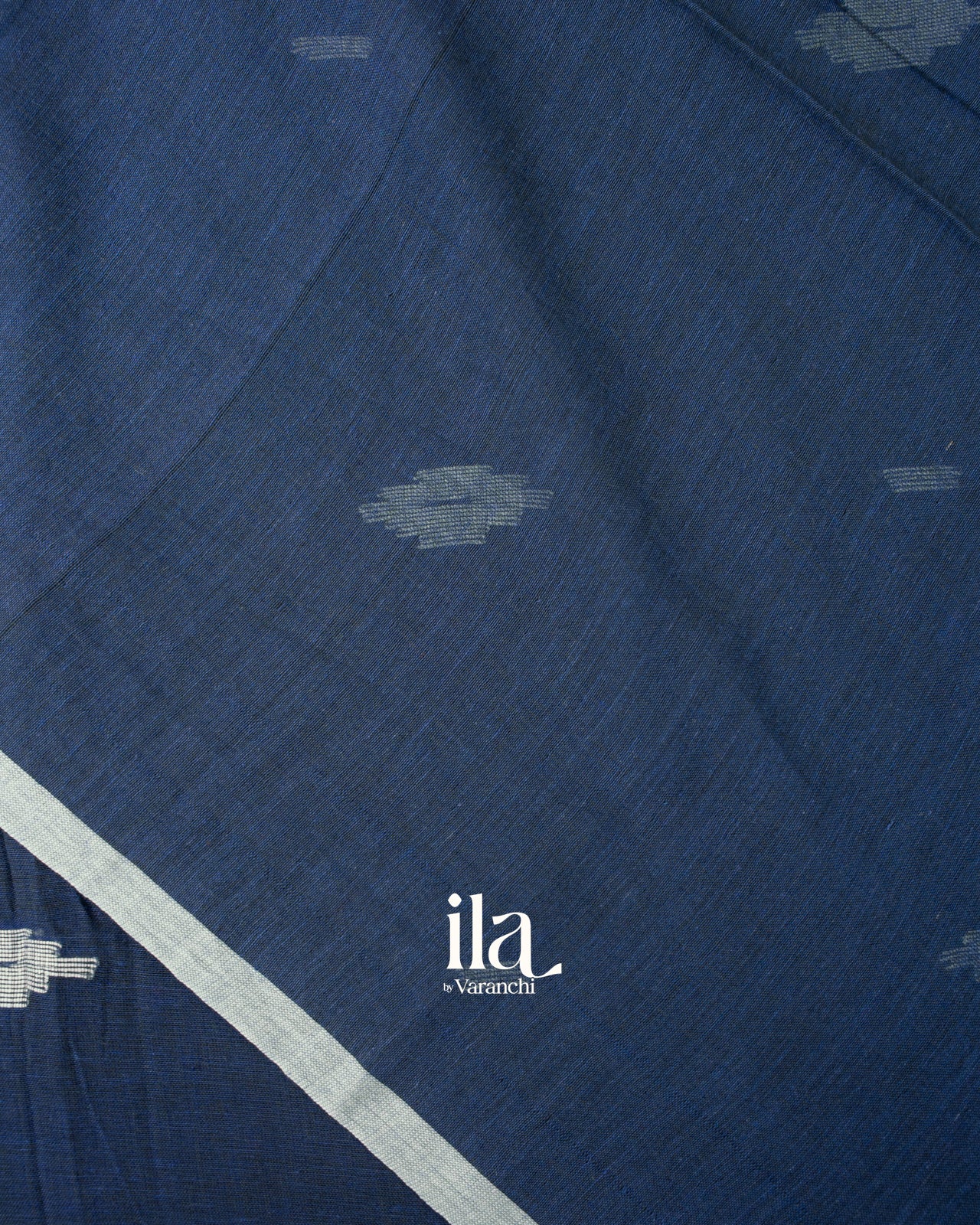 Navy Blue Jamdani Pure Mul Mul Cotton Saree