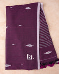 Wine Jamdani Pure Mul Mul Cotton Saree