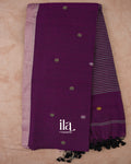 Deep Purple Jamdani Pure Mul Mul Cotton Saree