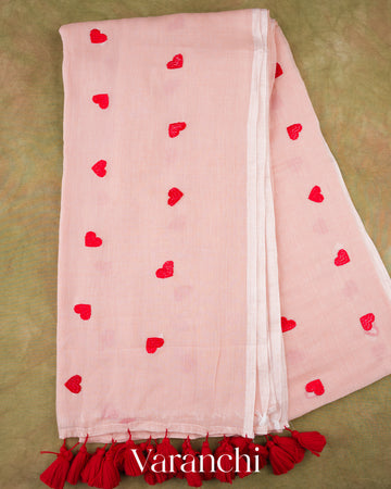Blush Pink Pure Mul Mul Cotton Saree