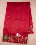Crimson Red Embroidered Semi Kota Silk Saree