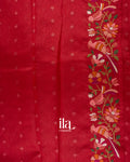 Crimson Red Embroidered Semi Kota Silk Saree
