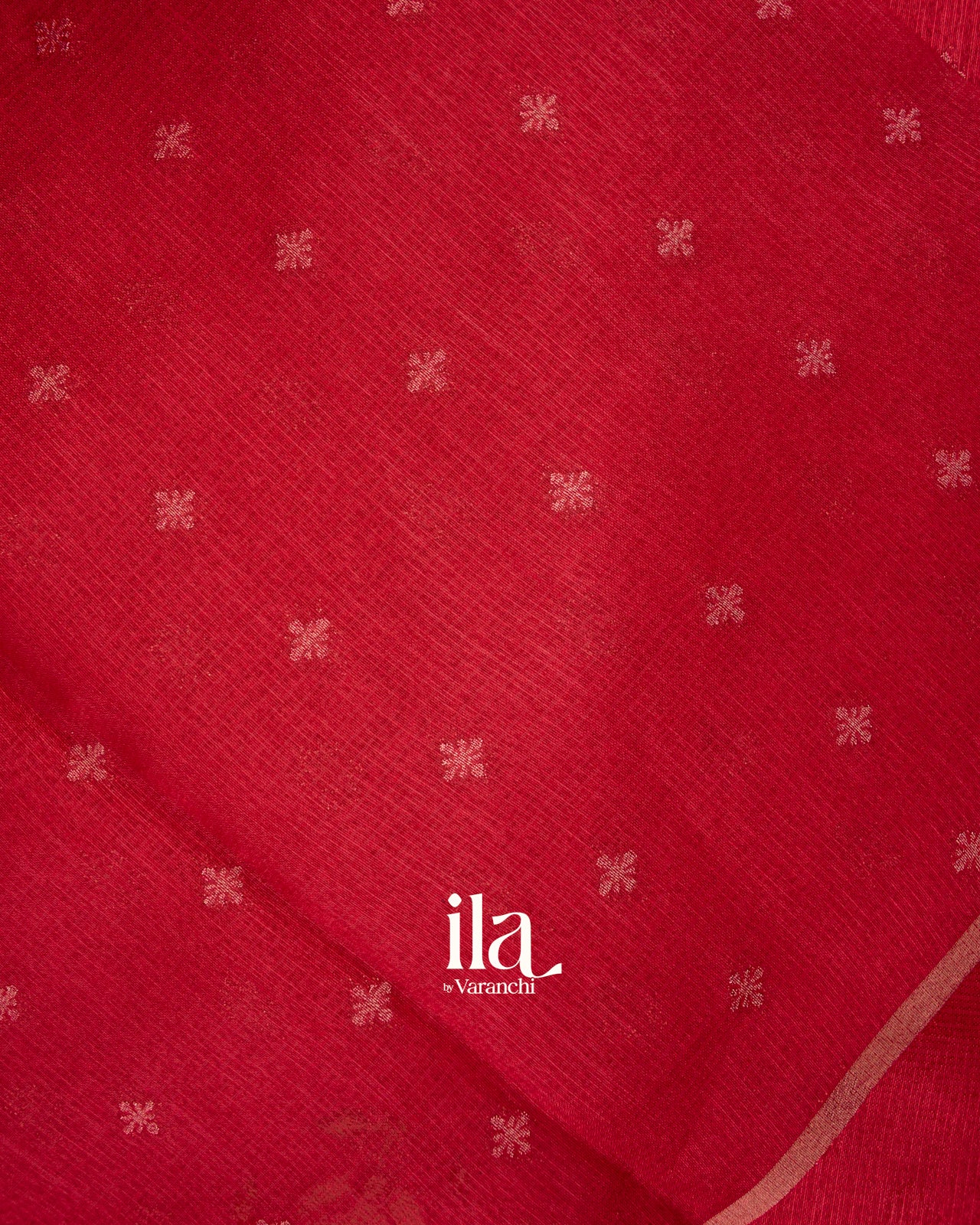 Crimson Red Embroidered Semi Kota Silk Saree