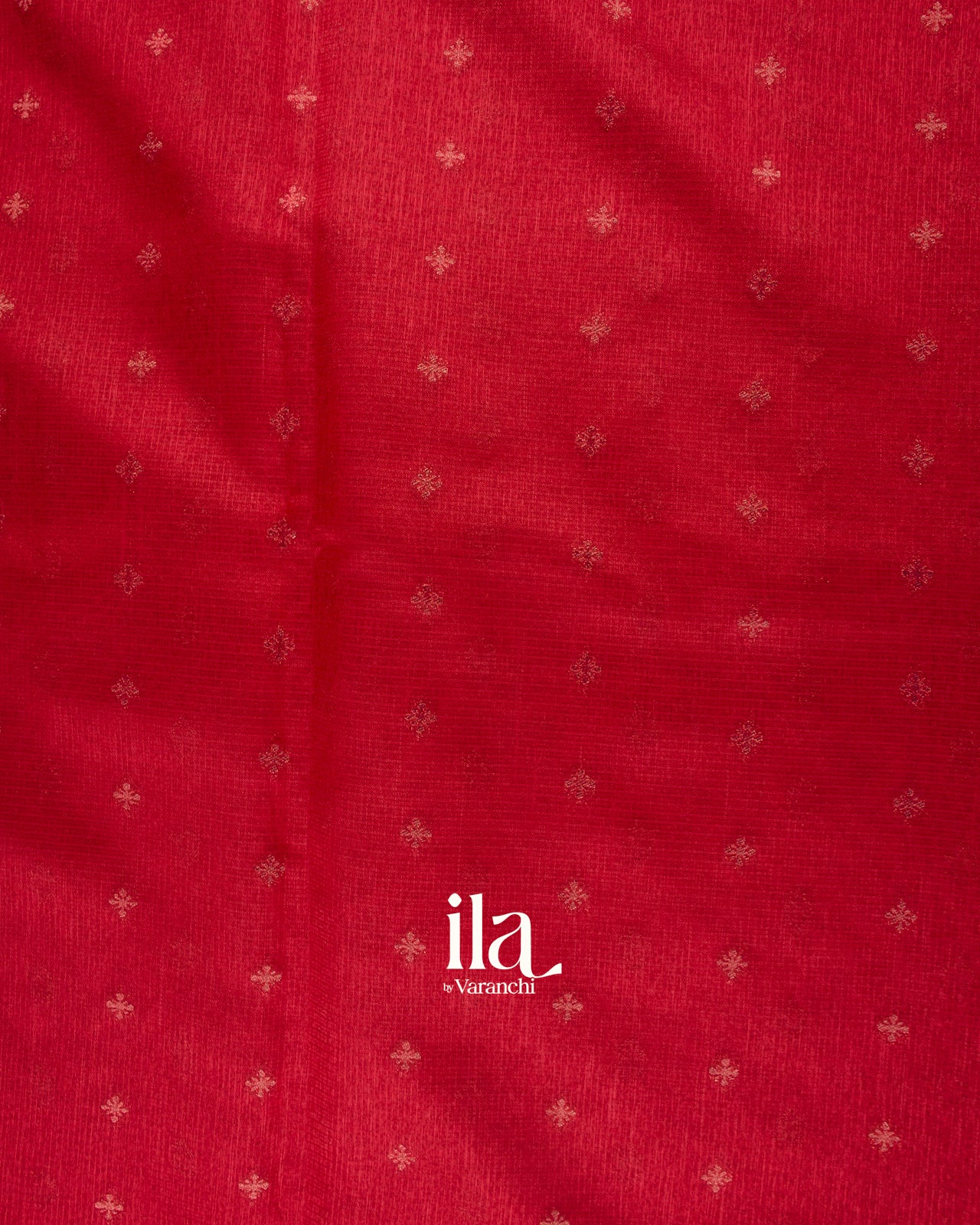 Crimson Red Embroidered Semi Kota Silk Saree