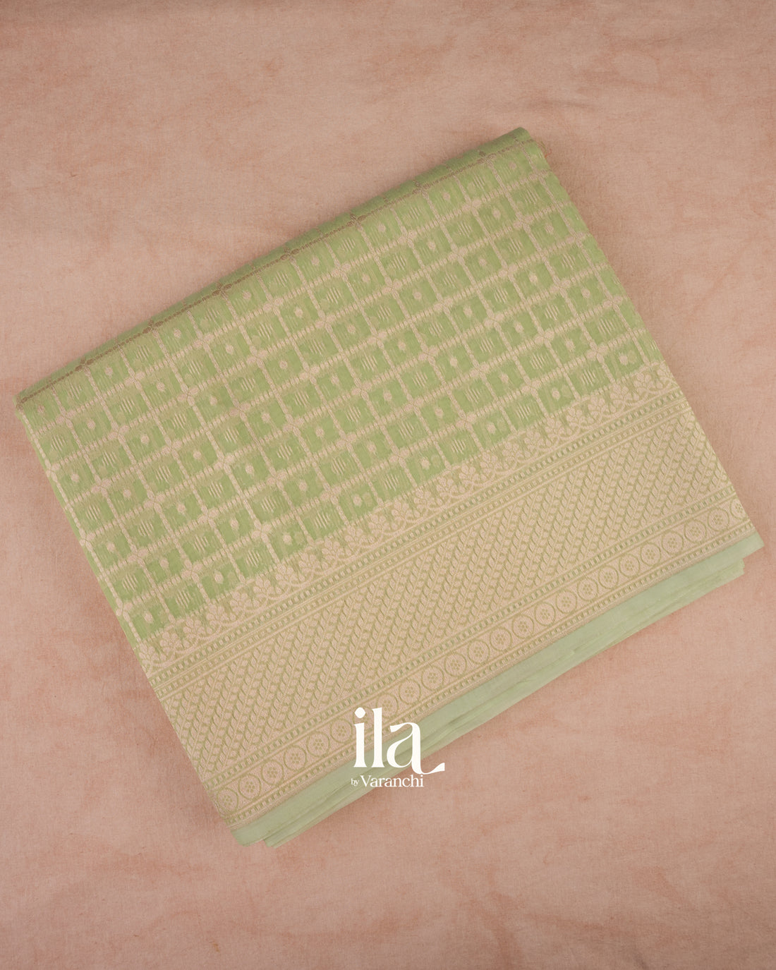 Pista Green Semi Chanderi Cotton Saree