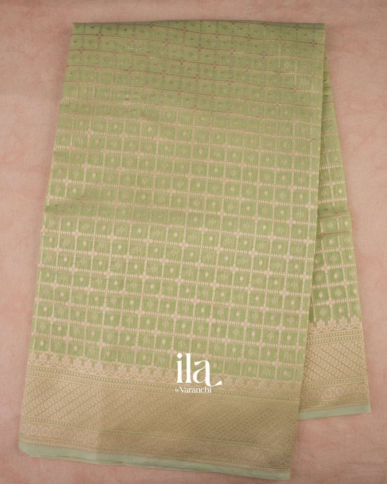 Pista Green Semi Chanderi Cotton Saree