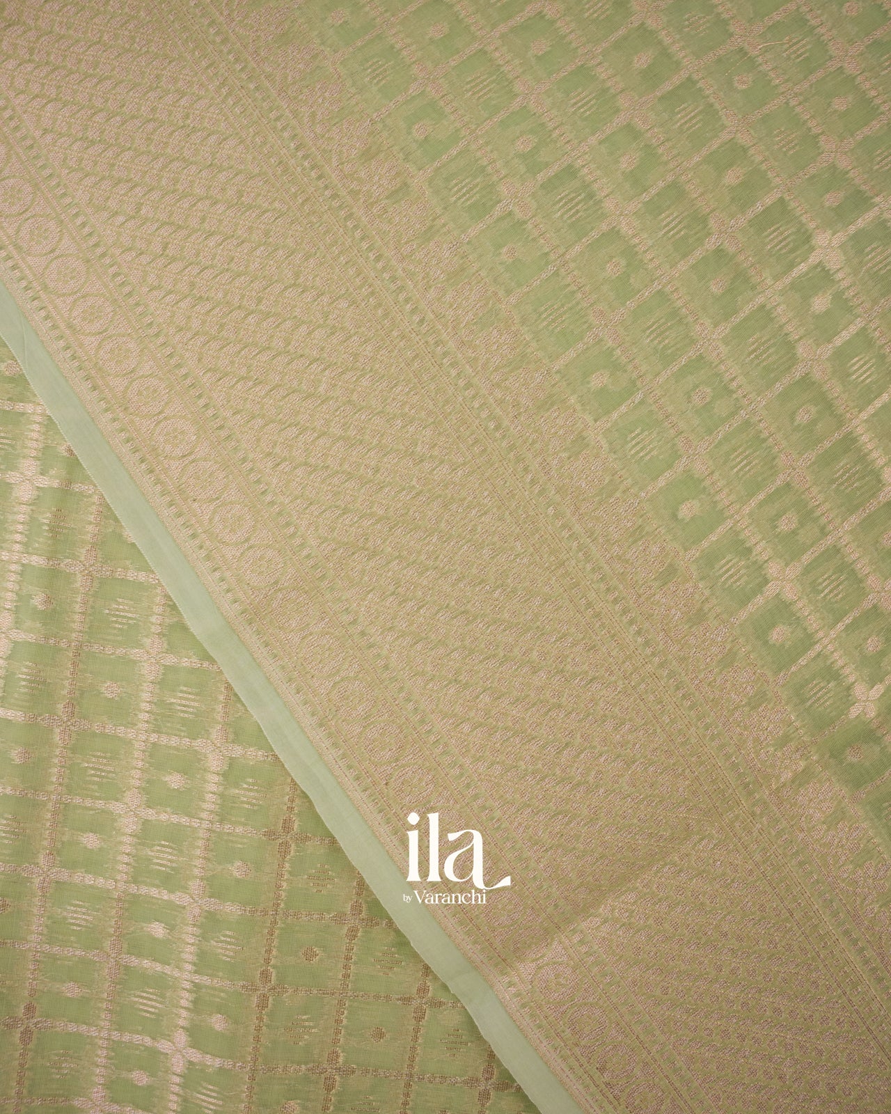 Pista Green Semi Chanderi Cotton Saree