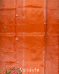Coral Orange Embroidered Semi Kota Silk Saree