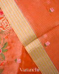 Coral Orange Embroidered Semi Kota Silk Saree