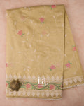 Cream Floral Embroidered Semi Kota Silk Saree 