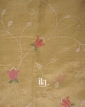 Cream Floral Embroidered Semi Kota Silk Saree 