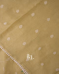 Cream Floral Embroidered Semi Kota Silk Saree 