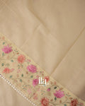 Ivory Floral Embroidered Semi Kota Silk Saree 