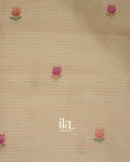 Ivory Floral Embroidered Semi Kota Silk Saree 