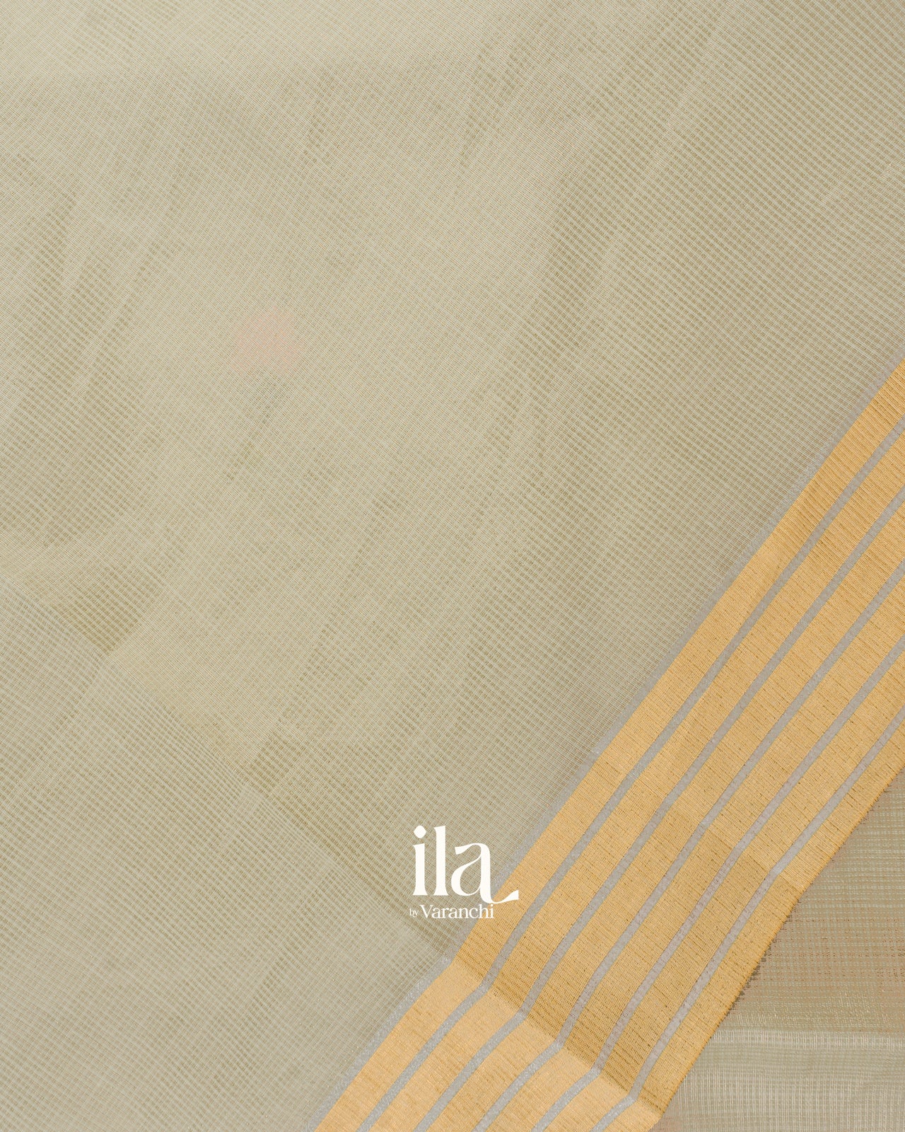 Soft Beige Floral Embroidered Semi Kota Silk Saree