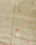Soft Beige Floral Embroidered Semi Kota Silk Saree