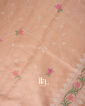 Peach Floral Embroidered Semi Kota Silk Saree