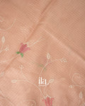 Peach Floral Embroidered Semi Kota Silk Saree