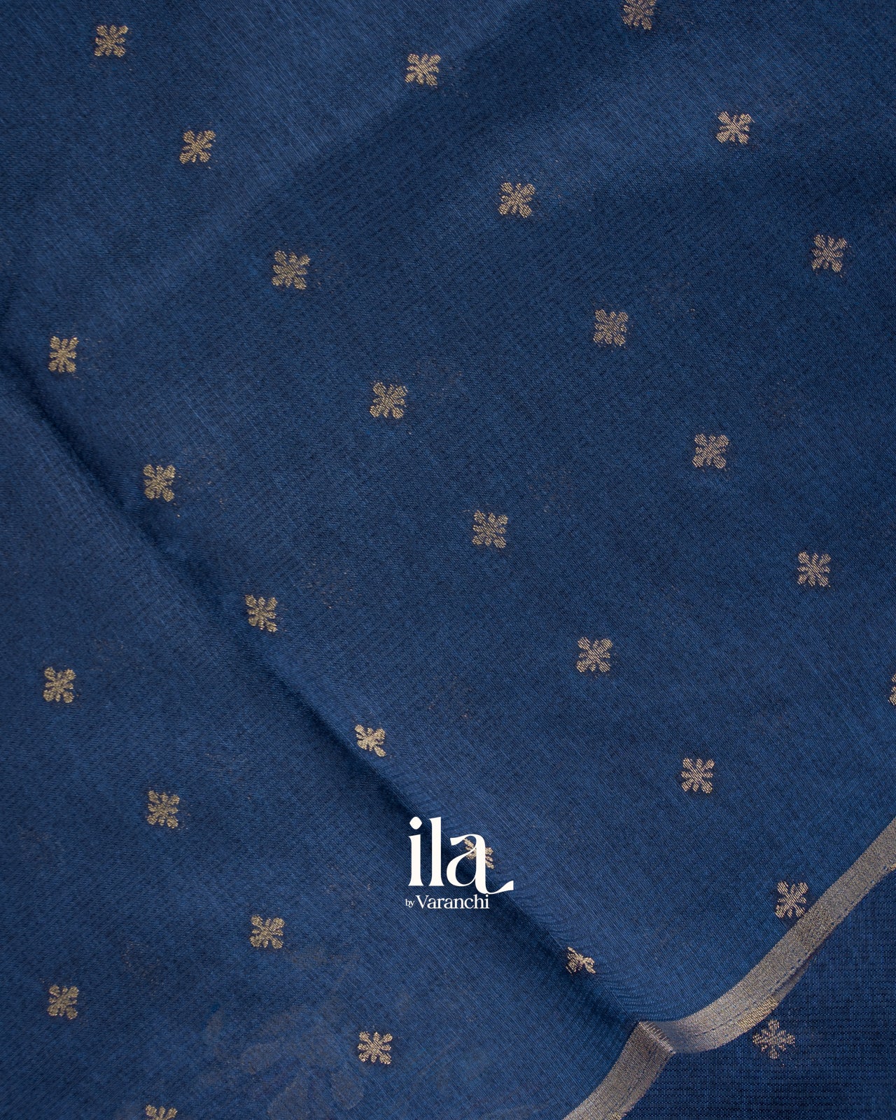 Royal Blue Embroidered Semi Kota Silk Saree