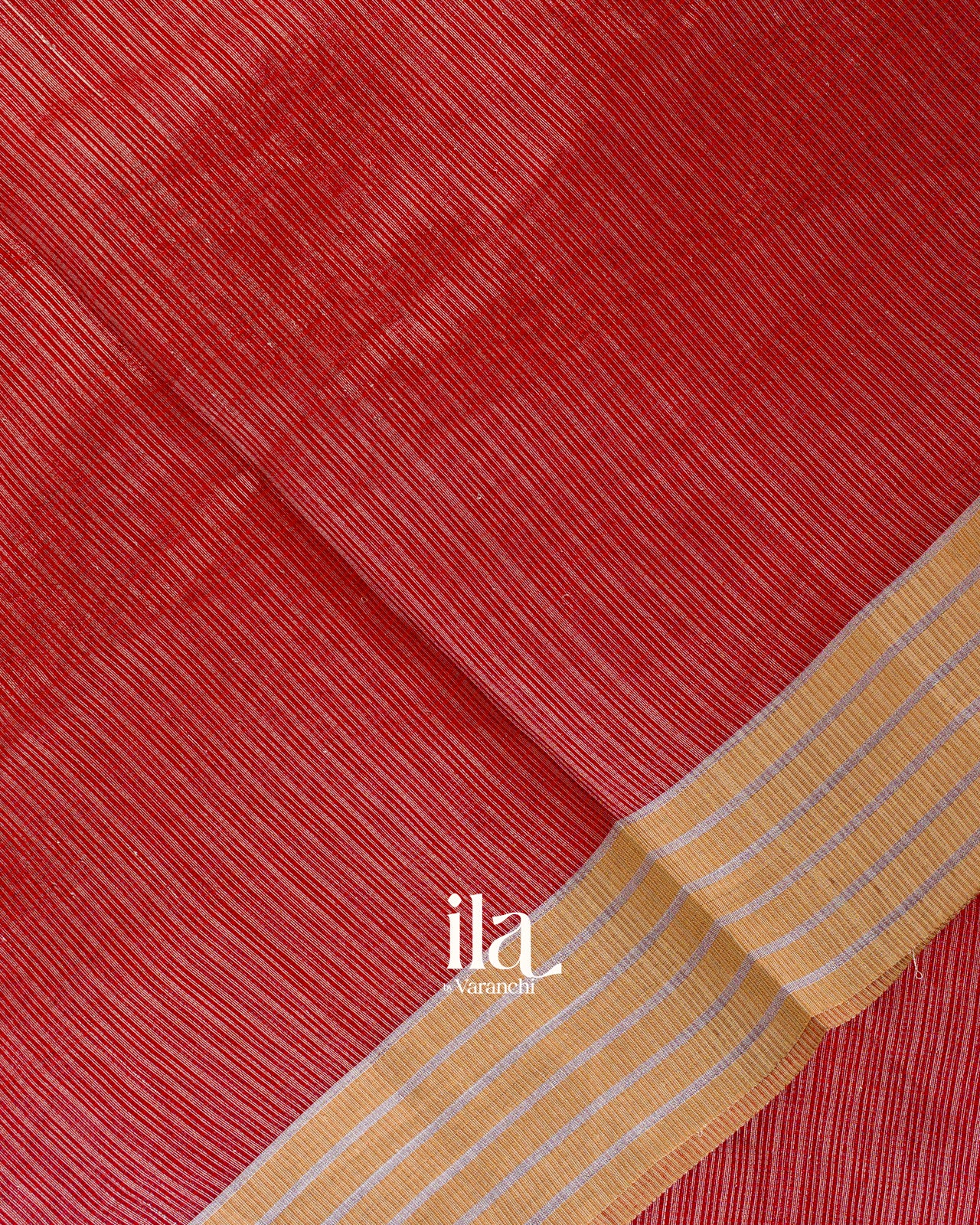 Vermilion Red Embroidered Semi Kota Silk Saree