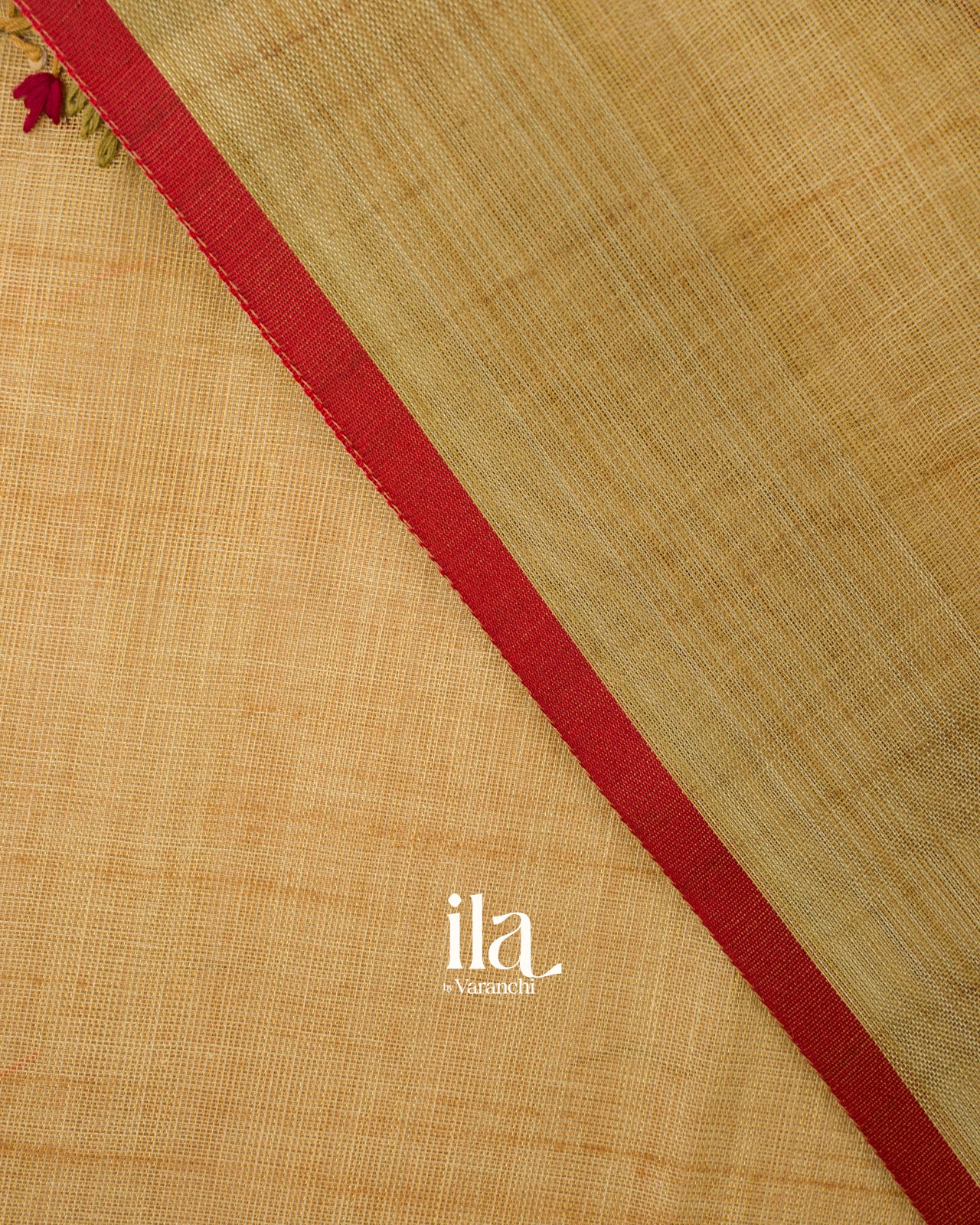 Mustard Yellow  French Knot Embroidered Linen Tissue Saree