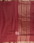 Brick Red Checks and Floral Emboidered Semi Silk Saree