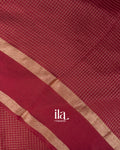 Brick Red Checks and Floral Emboidered Semi Silk Saree