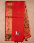 Fire Oranage Paithani Semi Silk Saree