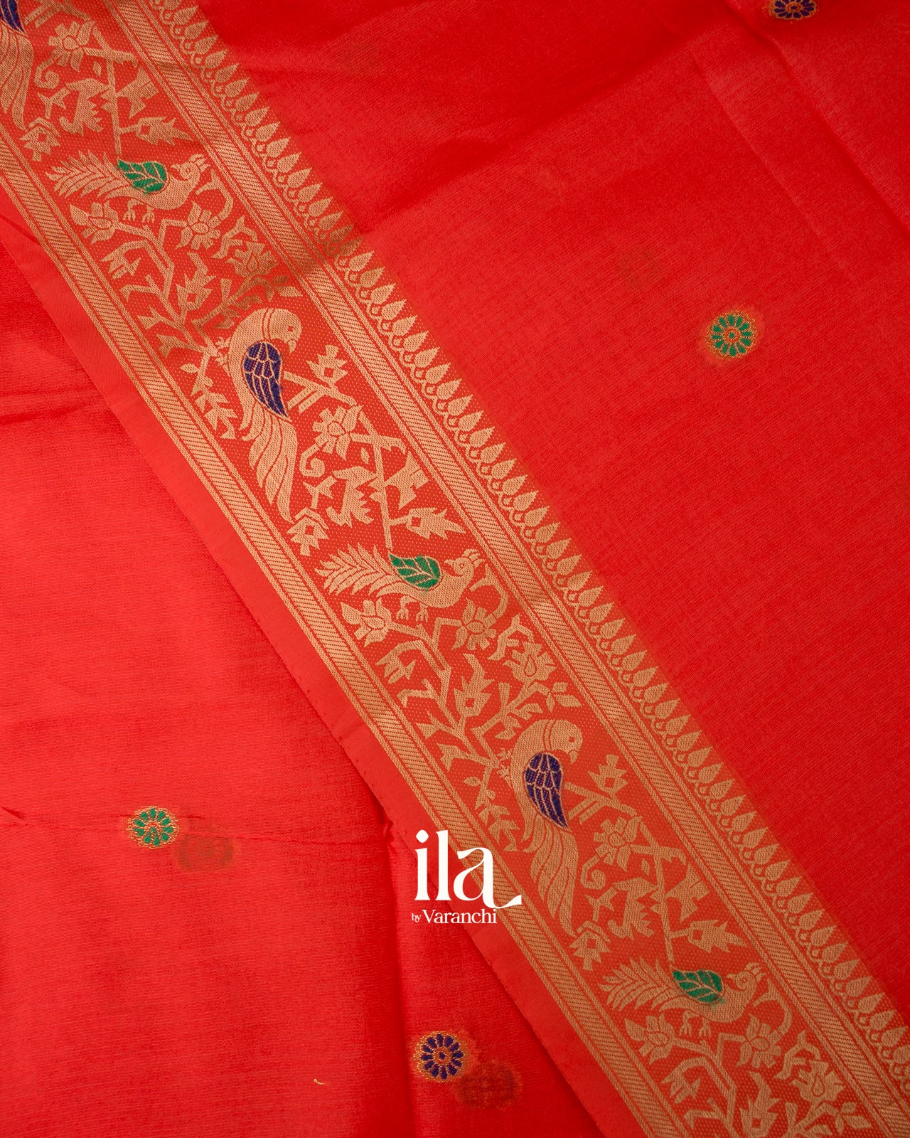 Fire Oranage Paithani Semi Silk Saree