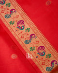 Orange  Paithani Meenakari Semi Silk Saree