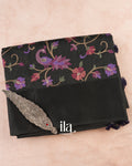 Black Embroidered Semi Tussar Silk Saree