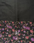 Black Embroidered Semi Tussar Silk Saree