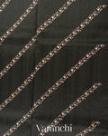 Charcoal Black Embroidered Lehariya Semi Tussar Silk Saree