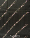 Charcoal Black Embroidered Lehariya Semi Tussar Silk Saree
