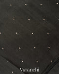 Charcoal Black Embroidered Lehariya Semi Tussar Silk Saree