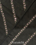 Charcoal Black Embroidered Lehariya Semi Tussar Silk Saree