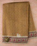  Bronze Brown Floral Embroidered Semi Tussar Silk Saree 