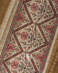  Bronze Brown Floral Embroidered Semi Tussar Silk Saree 