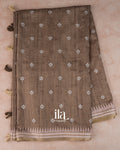 Taupe Brown Floral Applique Semi Tussar Silk Saree 