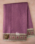 Light Lavender Floral Embroidered Semi Tussar Silk Saree 