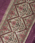 Light Lavender Floral Embroidered Semi Tussar Silk Saree 