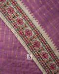 Light Lavender Floral Embroidered Semi Tussar Silk Saree 