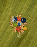 Orange and Mehandi Green Embroidered Semi Tussar Silk Saree 
