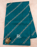 Peacock Blue Embroidered Lehariya Semi Tussar Silk Saree